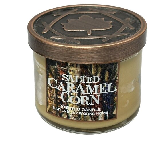Bath & Body Works Salted Caramel Corn 1.3 Oz Bronze Pumpkin Mini Sleeve Holder - Picture 5 of 10